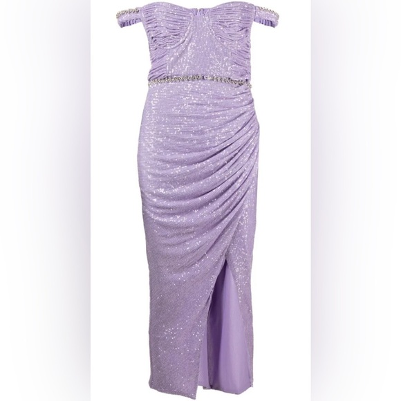 Self-Portrait lilac midi sequin dress gown NWT - Picture 6 of 11